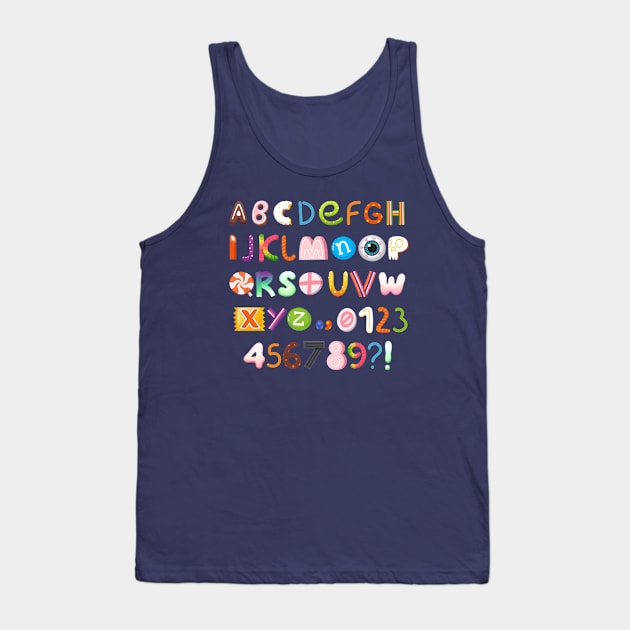 Alphabet Sweet Candies Tank Top by Mako Design 